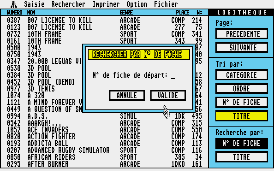 Logithèque atari screenshot